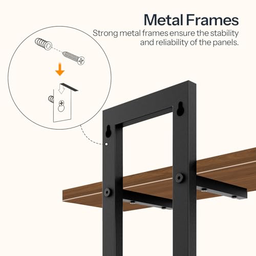 HOOBRO Floating Shelves, 15 Inch Wall Shelf Set of 3, Wall Mounted Storage Shelves 2-Tier, Hanging Bathroom Shelves, for Living Room, Bedroom, Bathroom, Kitchen, Walnut and Black BH32BJP301 - color: Walnut + Black