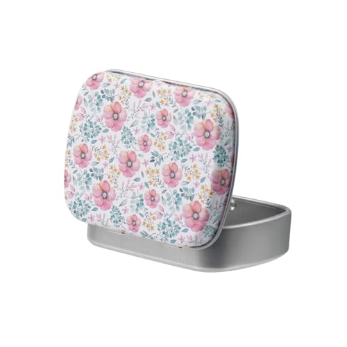 4pcs Red Floral Pattern Empty Hinged Tin Box Metal Tins Storage Box - color: Red Flower