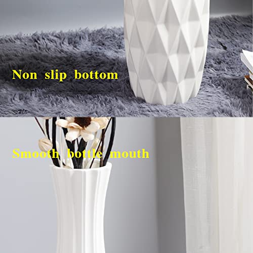 White Tall Ceramic Floor Vase, 28 Inch, Flared Geometric Design - color: Shape 2, size: 28 Inch