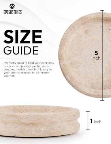 Marble Jewelry Dish, 5" Handmade Travertine Ring Tray - color: Travertine