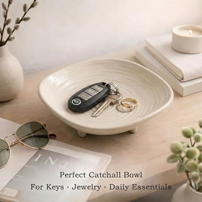 Decorative Bowl 8.3", Ceramic Key Bowl for Entryway Table - size: 8.3-Inch