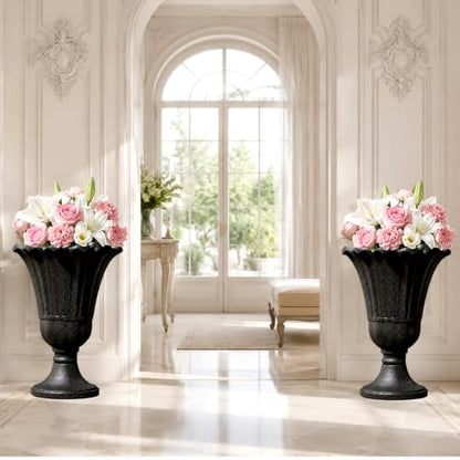 NicBex 24" Tall Urn Planters for Outdoor Plants Set of 2 - Black Petal - color: Black