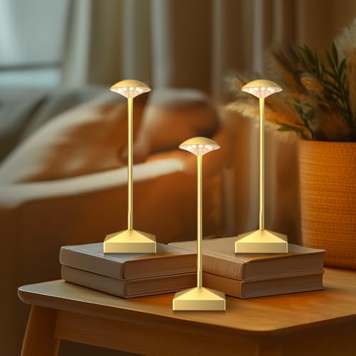 3 Pack Small Gold Rechargeable Cordless Table Lamps Dimmable - color: Gold -B