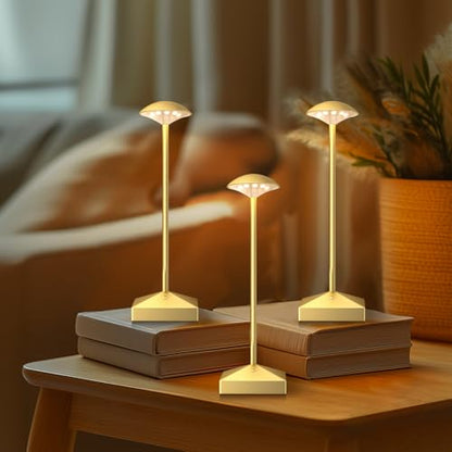 3 Pack Small Gold Rechargeable Cordless Table Lamps Dimmable - color: Gold -B