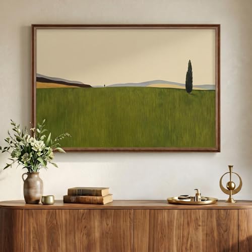 Vintage Framed Green Abstract Landscape Wall Art Decor, 24x36 In - color: Green-I, size: 36"L x 24"W