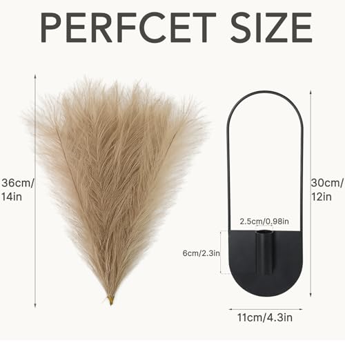 2 Pcs Boho Wall Decor Hanging Planters with Artificial Pampas - color: Black - Pampas