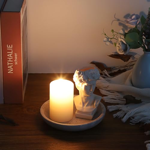 Hipiwe Small Key Bowl for Entryway, 5.5" Round Natural Travertine Tray - color: White/Grey, size: 5.5"