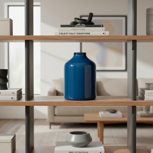 Sunddo Navy Blue Ceramic Vase, 7 Inch - color: Dark Blue, size: 7 inch