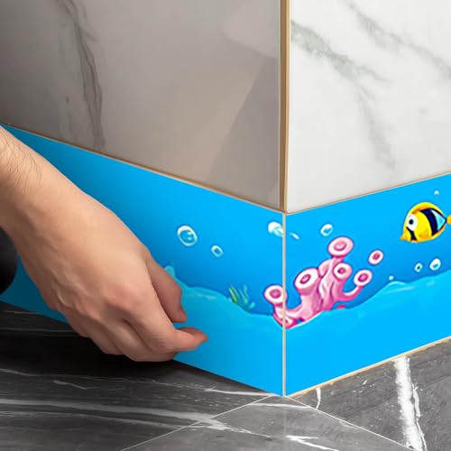 IVN Wallpaper Border Peel and Stick Wall Cartoon Sea Animals 4x196 Inch - color: Cartoon Sea Animals