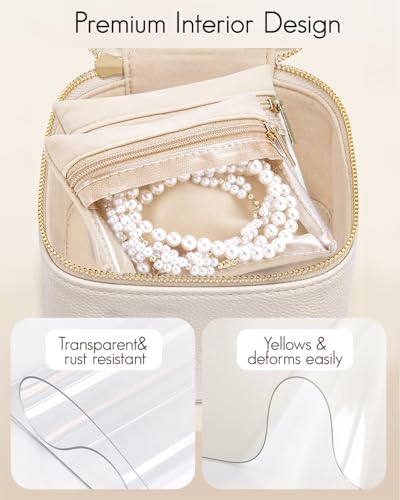 VLANDO Jewelry Organizers and Storage with Clear 6 Velvet Bags,White - color: 6PCS-White