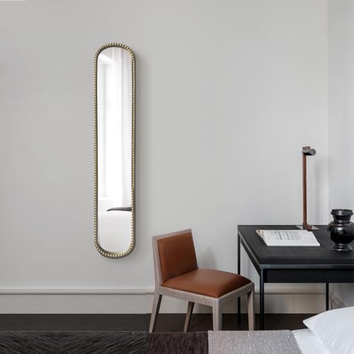 Long Skinny Mirror for Wall,Gold Narrow Oval Mirror for Entryway Bath,Metal Frame with Gold Decor Mirrors,7.9X 44 - color: Gold-1pack