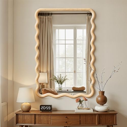 Wavy Mirror for Wall, 30"x20" Bathroom Vanity Mirror - size: 30"L x 20"W
