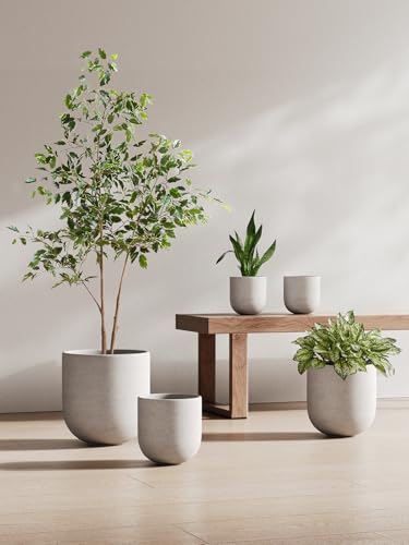 LE TAUCI 6 Inch Ceramic Plant Pot, Small Indoor Planter, Neutral Gray - color: Neutral Gray, size: 6”