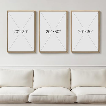 Large Framed Green and Beige Abstract Wall Art, 3 Piece Set, Each 20x30 In - color: Serene Tides, size: 20" W x 30" H x 3pcs