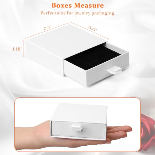Cardboard Jewelry Boxes, 5 Pack 3.5×3.5x1.18Inch Jewelry Gift Boxes, Bulk Cotton Filled Small Jewelry Boxes with Lids for Necklace Ring Earring Display Box (White) - color: White Drawer Box