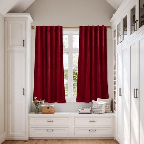 NICETOWN Burgundy Red Velvet Curtains 63 inch Long, 42" W x 63" L, 2 Panels - color: Burgundy Red, size: 42"W x 63"L (Pack of 2)