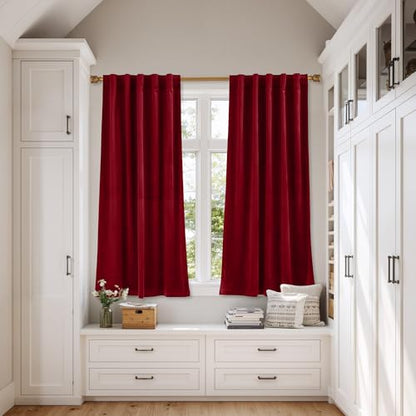NICETOWN Burgundy Red Velvet Curtains 63 inch Long, 42" W x 63" L, 2 Panels - color: Burgundy Red, size: 42"W x 63"L (Pack of 2)