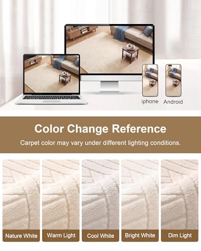 Carvapet 5x7 Area Rug Beige Modern Swirl Pattern Washable Carpet - color: Yarn Beige, size: 5' x 7' Rectangular