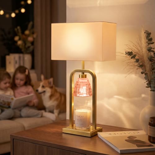 PoKat 21.5'' Pink Table Lamp with Candle Warmer & Gift Box for Bedroom - color: Set of 1 - Pink