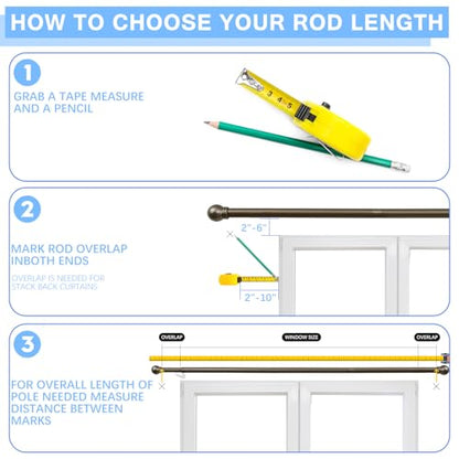Curtain Rods for Windows 16-48", 1 In Brown Curtain Rod, 2 Pack - color: Brown, size: 48" - 1'' rod - 2 Pack