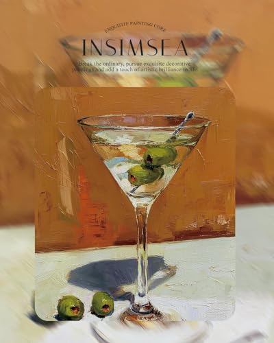 InSimSea Retro Gold Framed Wall Art, Retro Bar Wall Art, 13x16inch - color: Cocktail Martini, size: 16"L x 13"W