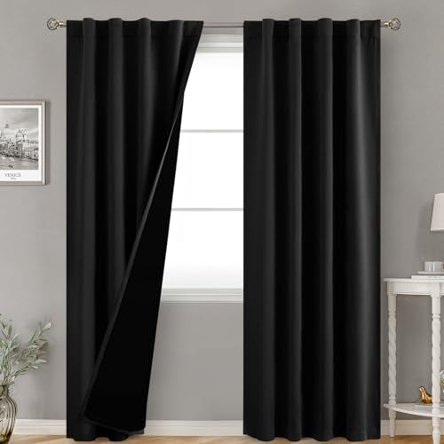 BGment Black 100% Blackout Curtains for Living Room, 2 Panels, 38 x 84 Inch - color: Black, size: 38"W x 84"L (Pack of 2)