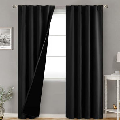 BGment Black 100% Blackout Curtains for Living Room, 2 Panels, 38 x 84 Inch - color: Black, size: 38"W x 84"L (Pack of 2)