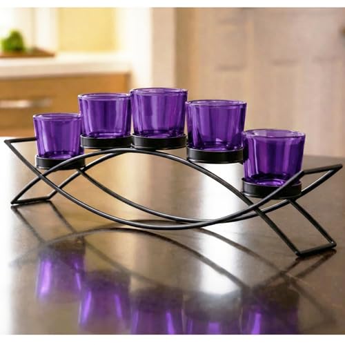 Seraphic Dining Room Table Centerepice,Tealight Candle Holder, Purple - color: Purple, size: 5 Cup