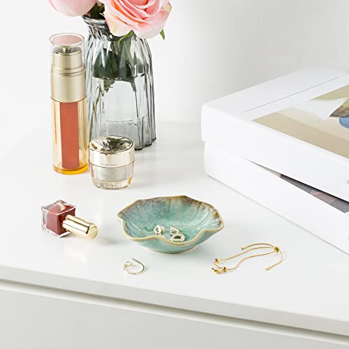 BEUNAIZER Jewelry Dish Tray, Ring Dish, Ceramic Trinket Tray, Key Bowl - color: Emerald Green