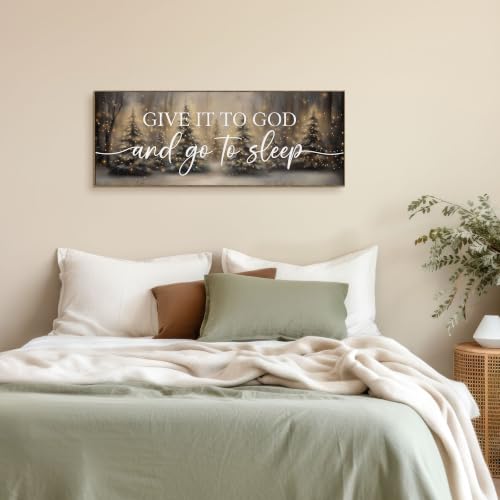 TLESKE Christmas Give It to God and Go to Sleep Sign Large Wall Art 15x40 - color: sleep-C
