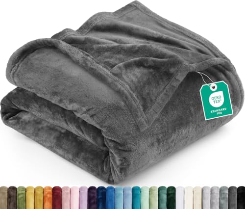 Utopia Bedding Soft Fleece Bed Blanket Throw XL Size Grey (50x70 Inch) - color: Grey, size: Throw XL (50x70 Inch)