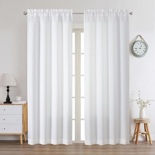 Chyhomenyc White Curtains 84 Inch Length 2 Panels 40Wx84L inches - color: White, size: 40"W x 84"L (Pack of 2)