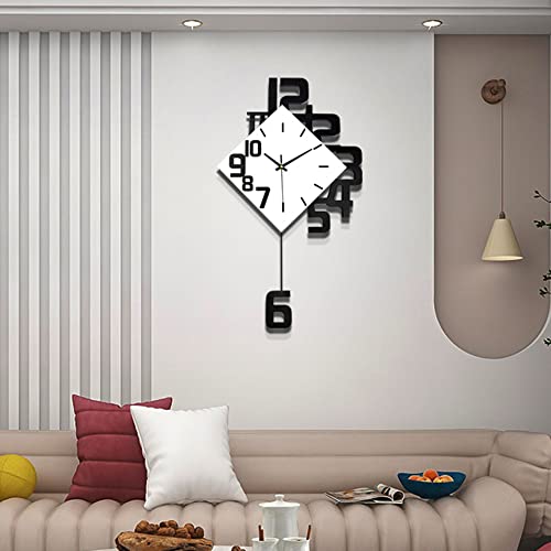 Large Wall Clock for Living Room Decor Pendulum Modern Kitchen Silent Big Wall Watch for Bedroom Black and White Decorative Office Non Ticking Battery Operated Wall Clock 25 Inch - size: 25inch