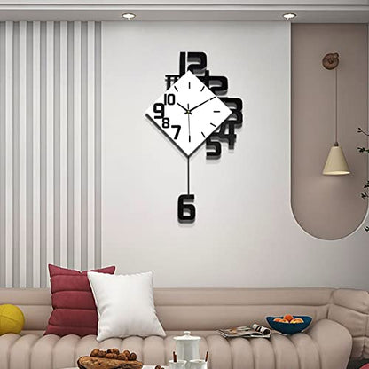 Large Wall Clock for Living Room Decor Pendulum Modern Kitchen Silent Big Wall Watch for Bedroom Black and White Decorative Office Non Ticking Battery Operated Wall Clock 25 Inch - size: 25inch