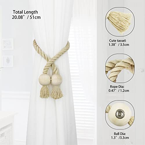 Magnetic Curtain Tiebacks Decorative Tie Back Drapes Holdbacks Nieffeiy - color: Dark Beige