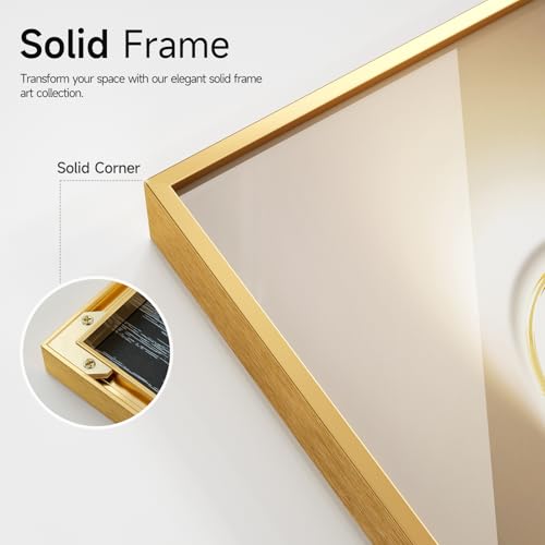 Large Framed Modern Luxury Gold Wall Art for Living Room, 3 Piece 24x36 In - color: Golden Flower Leaves, size: 24" W x 36" H x 3 pieces