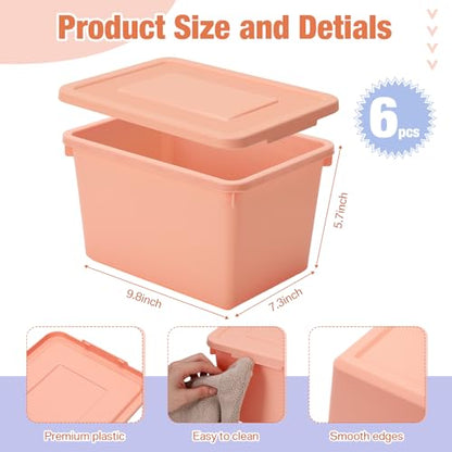 Potchen 6 Pack Small Stackable Storage Bins with Lids, Pink, Purple, Orange - color: Pink,Purple,Orange