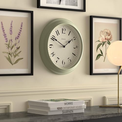 JONES CLOCKS® Fenchurch wall Clock | Large Classic Clock | 16" | Green - color: Sage Green