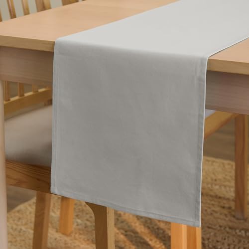 Encasa XO Table Runner, Cotton Canvas Dining Runner 13"x59" - color: Light Grey, size: 13x59 in