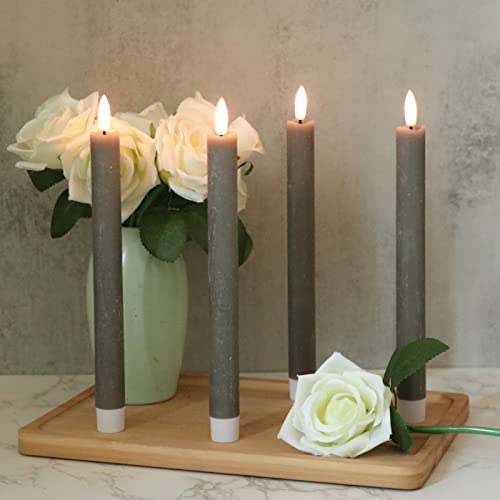 GenSwin Flameless Taper Candles LED Battery Operated Remote Timer Grey - color: 6-Grey