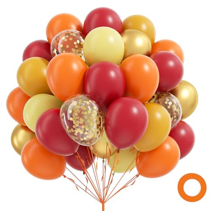 60pcs 12inch Fall Balloons with Burgundy Gold Burnt Orange Balloons - color: Burnt Orange Burgundy