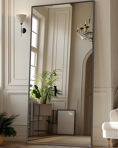 Antok Full Length Mirror, 71"x28" Floor Mirror with Stand, Black, Rect - color: Black (Rect), size: 71"L x 28"W