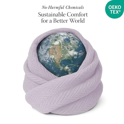 Threadmill Luxury 100% Cotton Queen Herringbone Blanket, Lilac - color: Lilac, size: Queen (90" x 92")