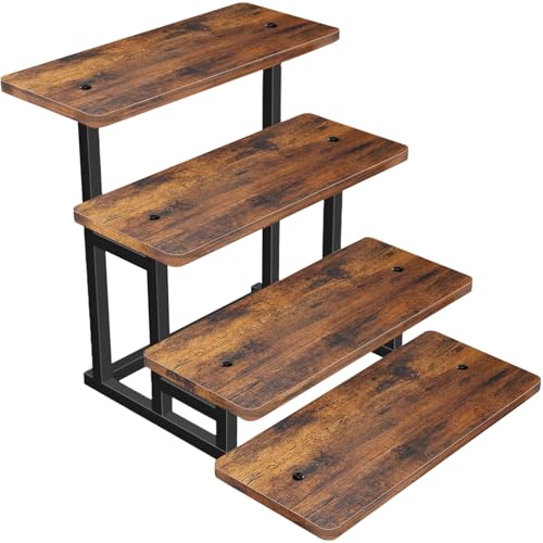Lilybud--lily Cupcake Stand for 50 Cupcakes, 4 Tier Wooden Risers Display Stands Stepped Dessert Table Display Set with Metal Frame Tiered Tray Stand Serving Trays for Party Farmers Market Display - size: 4 Tier - 1 Pack