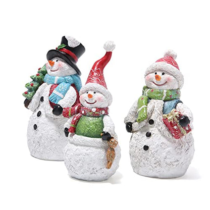Hodao 3 PCS Christmas Snowman Family Decoration, Xmas Snowman Figurines - color: White-3