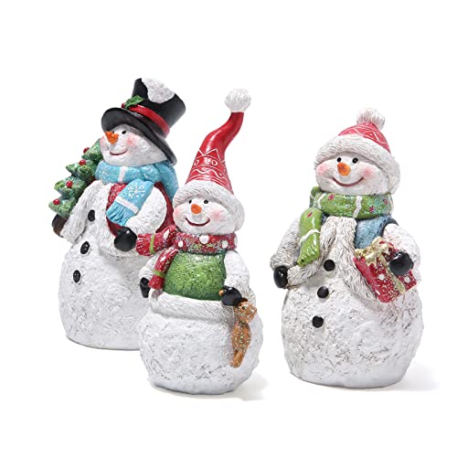 Hodao 3 PCS Christmas Snowman Family Decoration, Xmas Snowman Figurines - color: White-3