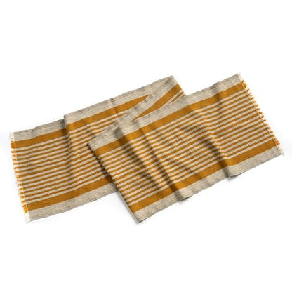 Natural Coarse 100% Linen Table Runner 18 x 95 Inches - Rustic Farmhouse Flax Table Runner for Everyday Use, Holidays & Special Occasions (Mustard Yellow, 18 x 95 inch) - color: Mustard Yellow