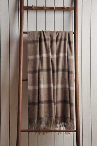 EP Mode 100% Pure Cashmere Throw Blanket for Sofa, Neutral Windowpane - color: Neutral Windowpane