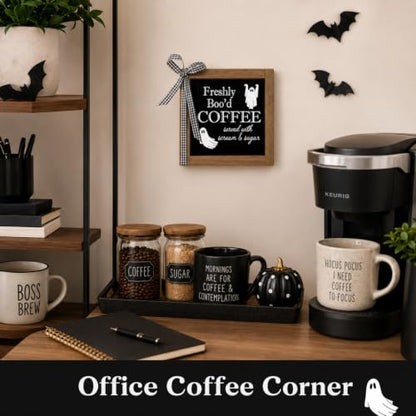 Freshly Bood Coffee Sign Halloween Coffee Bar Table Home Decor - color: black-coffee