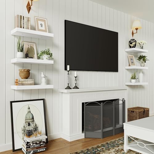 Vivelove Floating Shelves for Wall Mounted 16 inch Set of 2, White - color: White, size: 16”wx6.7”dx1.4”h